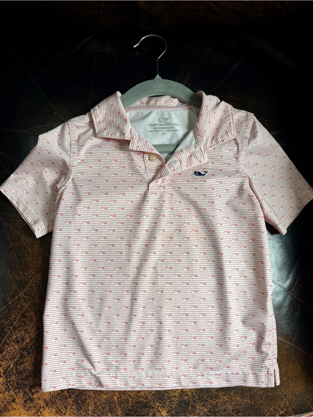 Vineyard Vines Boys' Peach Whale Polo Shirt